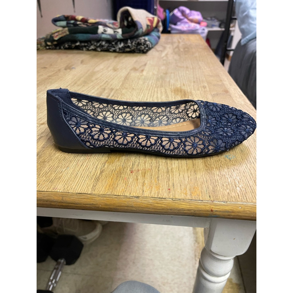 Weebo Navy Blue Flower Lace Flats Womens’s Size 8.5 Excellent Condition - Picture 5 of 9